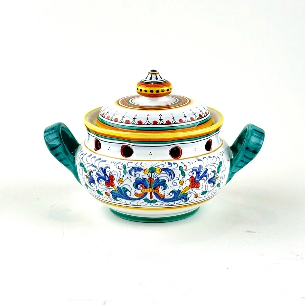 Ricco Deruta Italian Ceramic Garlic Storage Jar with Lid.